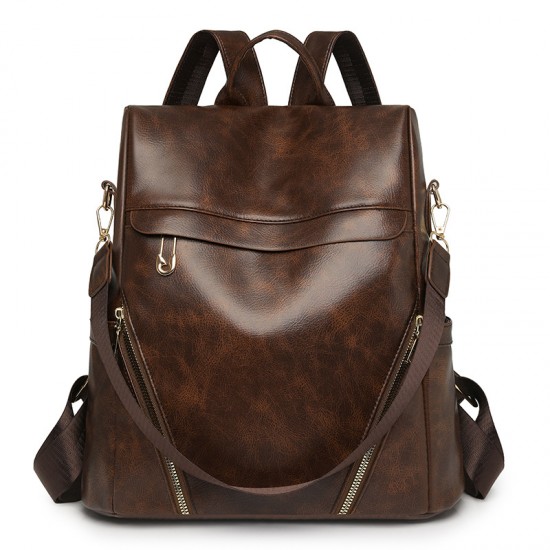 Cross-border trendy contrasting PU leather casual women's backpack, new large-capacity dual-use, fashionable travel backpack. Cross-border trendy contrasting PU leather casual women's backpack, new large-capacity dual-use, fashionable travel backpack.