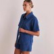 Casual style 2025 summer new cross-border foreign trade washed retro solid color short-sleeved shirt and shorts denim suit for women