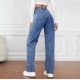 2025 new cross-border European and American high-waisted washed women's jeans, Amazon's fashionable and versatile long straight-leg pants.