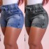 Slimming factory direct sales, 2025 spring/summer new slim-fit denim shorts for women, high-waisted, elastic waistband, and tie-dye hot pants