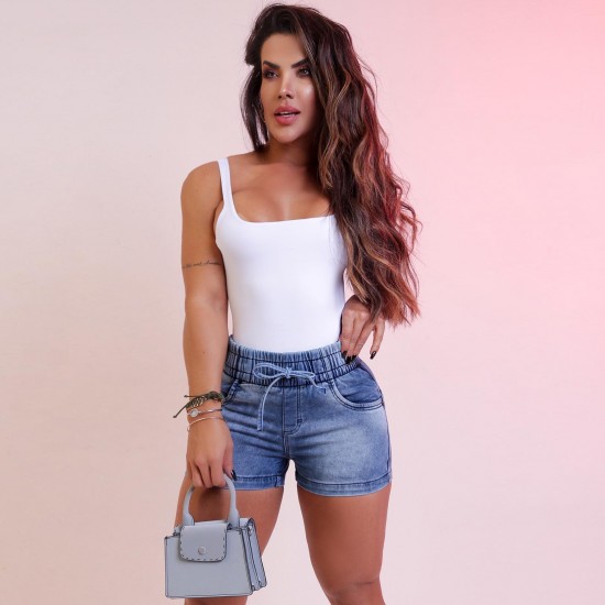 Slimming factory direct sales, 2025 spring/summer new slim-fit denim shorts for women, high-waisted, elastic waistband, and tie-dye hot pants