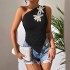 Versatile European and American professional shirt for women: pink and white stripes, contrasting design, waist-hugging, slimming short-sleeved shirt top