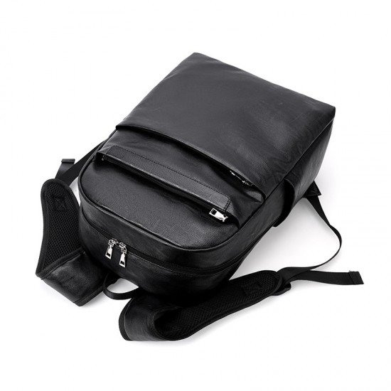 New cross-border men's business commuter backpack, large capacity, student travel laptop backpack, PU leather casual backpack