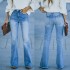 2025 Fall/Winter New European and American Cross-Border Elegant Commuter Stretch Denim Solid Color Bootcut High-Waisted Women's Jeans