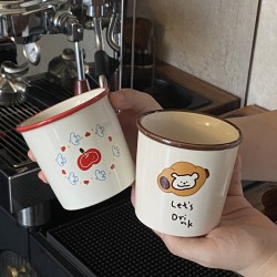 Ins cute cartoon summer coconut tree cat goblet, niche simple milk cup dessert cup, vintage style