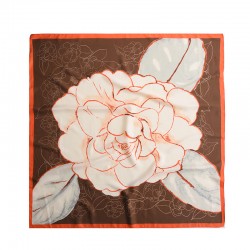 Spring/Summer new printed silk scarf camellia 90s large square scarf wholesale women's sunscreen silk scarf scarf accessories