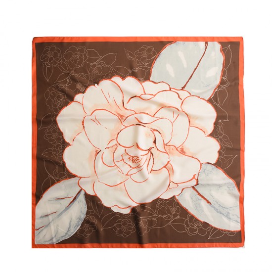 Spring/Summer new printed silk scarf, camellia 90s large square scarf, wholesale women's sunscreen silk scarf, scarf accessories Spring/Summer new printed silk scarf, camellia 90s large square scarf, wholesale women's sunscreen silk scarf, scarf accessories