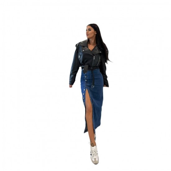 Amazon cross-border women's buttoned, irregularly slit, high-waisted, sexy, slim-fitting skirt, now in stock.