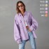Cross-border foreign trade casual long-sleeved denim jacket, 2025 autumn new washed solid color midi jacket