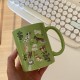 Homemade cute kitten flip-top ceramic mug, niche and fun coffee cup and water cup gift, 270ml.