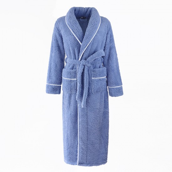 Extra-long nightgown set, autumn/winter, thickened coral fleece with pants, men's, plus-size, plush, plush, women's nightgown.