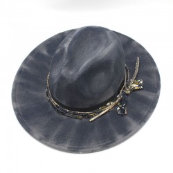 Cross-border European and American British-style hats, 9.5cm wide-brim woolen hats for men and women, autumn and winter warmth, suede jazz hats
