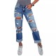 Factory direct sales: 2025 new cross-border women's ripped jeans with pockets, slimming, European straight-leg pants Factory direct sales: 2025 new cross-border women's ripped jeans with pockets, slimming, European straight-leg pants