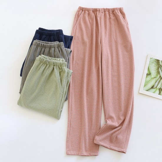 New women's padded pajamas, pure cotton gauze long sleeves, spring, summer, and autumn bra-free crepe loungewear set. New women's padded pajamas, pure cotton gauze long sleeves, spring, summer, and autumn bra-free crepe loungewear set.