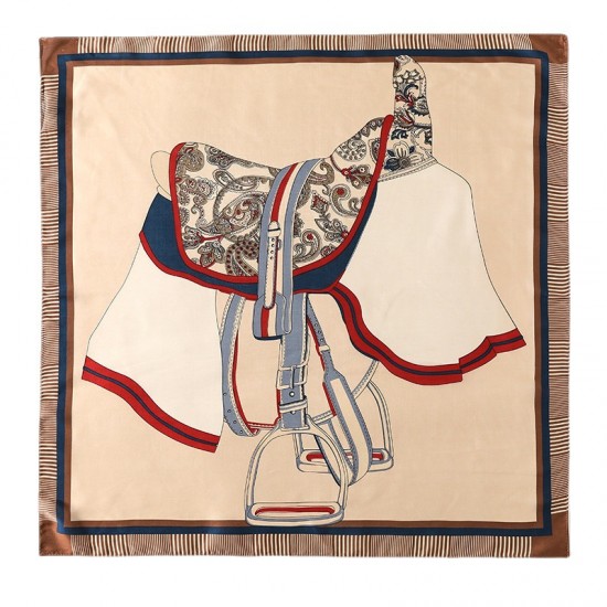 Silk scarves for summer 2025, new plaid saddle print, double-sided, 70s small silk square scarves, wholesale, retro, tied, and ribbon-like