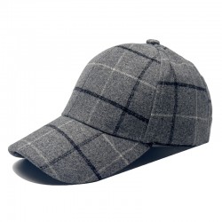 New Wool Hats for Men: Fall/Winter Sun Protection Baseball Hat, Korean Classic Plaid Hard Top Baseball Hat Trend
