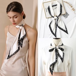 2025 spring and summer long silk scarf, luxury retro ribbon, lettered bag, polka dot neck scarf for women Small square scarf