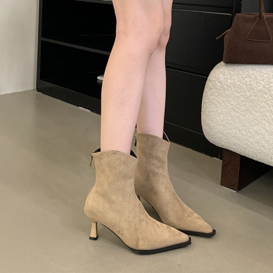 Women's suede pointed-toe pleated boots (Autumn/Winter 2025 new style, detachable, reversible, stiletto boots) Women's suede pointed-toe pleated boots (Autumn/Winter 2025 new style, detachable, reversible, stiletto boots)