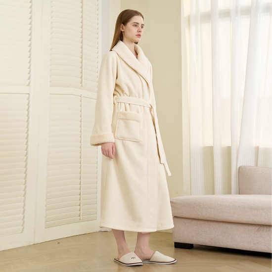 New autumn and winter Beibei fleece series. Extra-long, thickened flannel couple's nightgown, plus-size, women's pajamas.