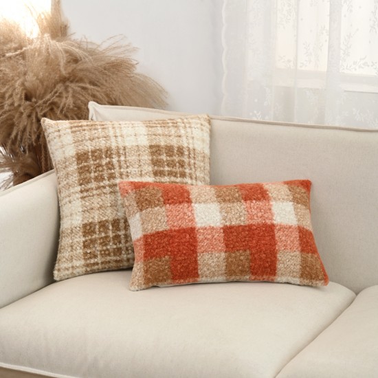 Cross-border British Nordic ins style bouclé two-tone plaid pillow, living room sofa and office lumbar support pillow cover Cross-border British Nordic ins style bouclé two-tone plaid pillow, living room sofa and office lumbar support pillow cover