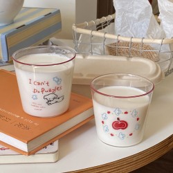 Homemade vintage Instagram high-stem glass, retro French romantic dessert cup, niche minimalist milk cup, heat-resistant.