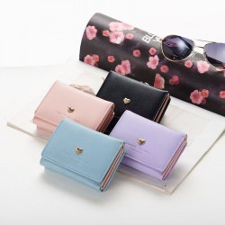 New Women's Short Wallet, Korean Student Style, Cute Mini Folding Wallet with Multiple Card Slots
