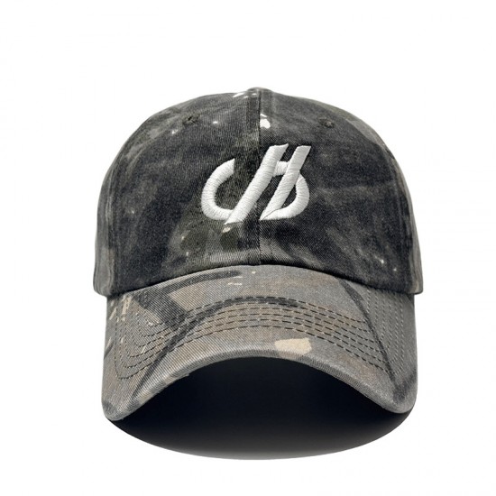 New American distressed lettered embroidered large logo camouflage baseball caps, outdoor casual sun protection caps.