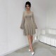 Slightly flared long-sleeved knit dress for women, 2025 autumn and winter French high-end V-neck, waisted A-line short skirt.