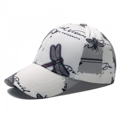 New British cartoon print. Men's and women's sun protection hats with dragonfly and butterfly patterns, stylish streetwear caps, and sun hats.