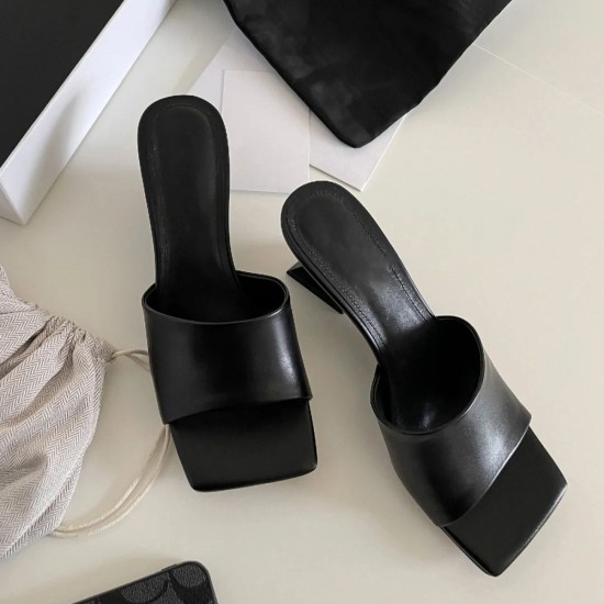 Women's shoes, 2024 summer new models, versatile square-toed open-toed rhinestone mid-heeled flip-flops, influencer sandals, and half-slip flip-flops. Women's shoes, 2024 summer new models, versatile square-toed open-toed rhinestone mid-heeled flip-flops, influencer sandals, and half-slip flip-flops.