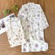Women's spring and autumn pajamas, pure cotton jacquard double-layer cotton gauze, simple Japanese-style long-sleeved trousers, thin, loungewear. Two-piece loungewear set
