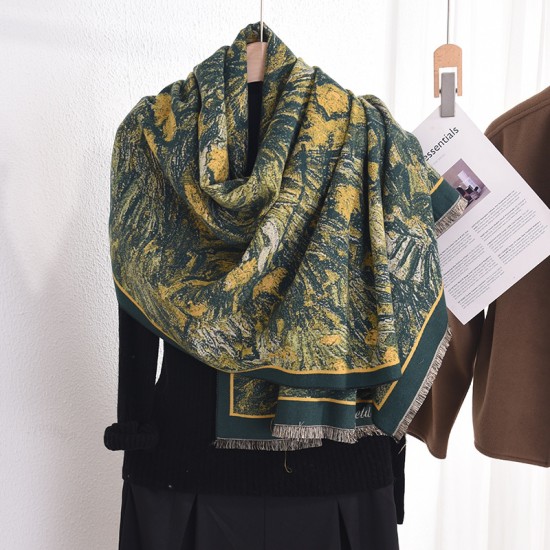 European and American retro oil painting style, an elegant, stylish, niche, warm neck scarf.