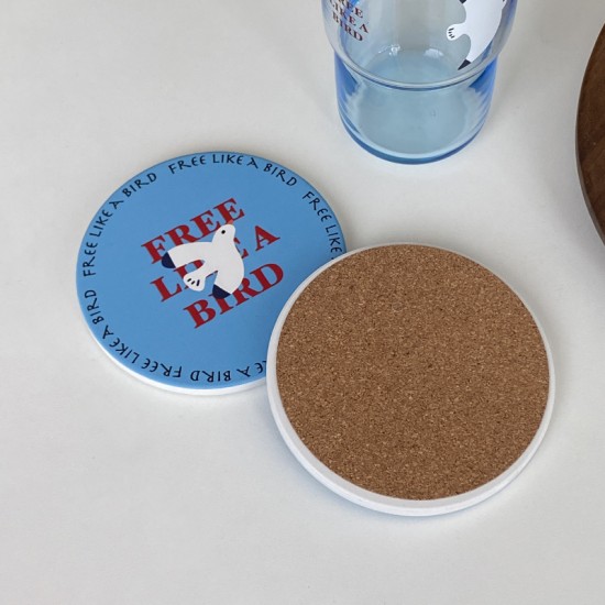 Manmang Grocery creative cartoon puppy happy birthday absorbent ceramic coasters, round insulated coasters for coffee gifts