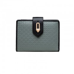 Prettyzys/Pretty's new simple zipper and buckle short women's wallet, contrasting color, large capacity wallet