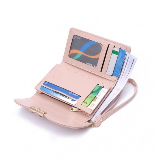 New women's medium wallet, Korean-style solid PU zippered multi-card slot foldable tote, women's coin purse in stock and wholesale New women's medium wallet, Korean-style solid PU zippered multi-card slot foldable tote, women's coin purse in stock and wholesale