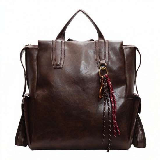 Cross-border retro women's backpack, large-capacity, casual, versatile, commuter schoolbag, street-fashion, high-end travel backpack