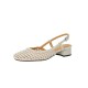 4cm woven hollow-toe sandals for women, new summer 2024 styles, fashionable, breathable, square-toe, medium-block heels, hollow backs