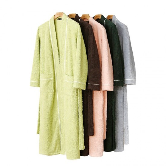Autumn/Winter New thickened, long-size mink fleece couple's robes for men and women, with a patchwork flannel bathrobe.