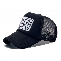 New summer caps for travel and vacation, featuring a hip-hop lettered coconut tree, curved brim, and a men's sun-visor mesh hat.