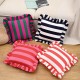 Cross-border ins Korean striped Dutch velvet ruffled skirt pillow, home fabric American sofa decorative pillow cover Cross-border ins Korean striped Dutch velvet ruffled skirt pillow, home fabric American sofa decorative pillow cover