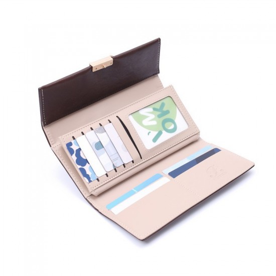 New cross-border women's wallet, long, Japanese and Korean style, fresh, solid color, PU leaf pendant, large-capacity clutch, wholesale.