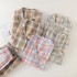 Spring and summer women's padded pajamas, pure cotton double-layer gauze long-sleeved trousers, soft bra-free loungewear set.