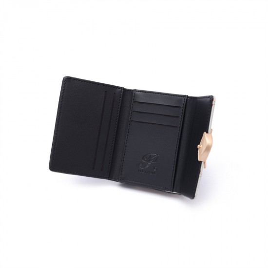 New women's wallet, printed, fresh and simple, foldable zippered and clasp, multifunctional, portable, women's wallet and coin purse.