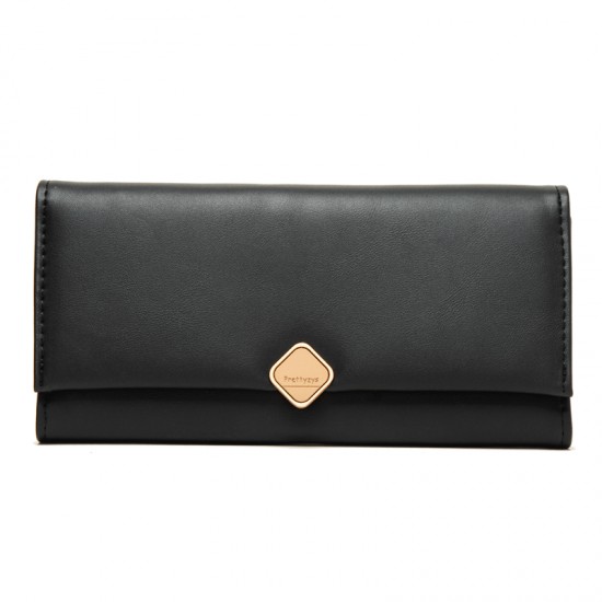 Pruti's new women's wallet, solid color, fresh and stylish PU wallet, simple and versatile European and American style