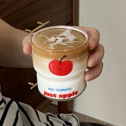 Niche homemade blue polka dot glass, Instagram-style high-end white polka dot water cup and milk cup, simple coffee cup