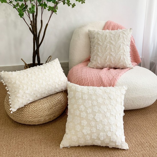 French luxury 3D lace embroidered pillow, ins cotton and linen embossed butterfly and feather, girly sofa cushion French luxury 3D lace embroidered pillow, ins cotton and linen embossed butterfly and feather, girly sofa cushion