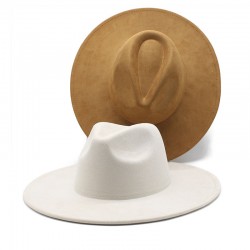 New European and American 9.5cm wide-brim suede topper, stylish and simple topper, heart-shaped wide-brim jazz hat
