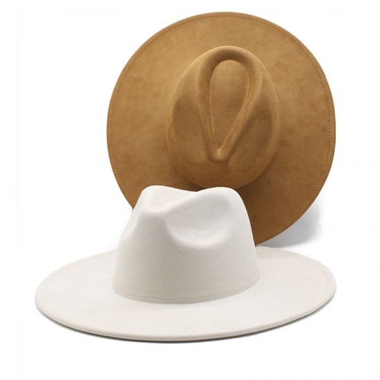 New European and American 9.5cm wide-brim suede topper, stylish and simple topper, heart-shaped wide-brim jazz hat