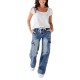 2025 Cross-Border European and American Cross-Border 2025 Autumn New Lace-Up Jeans: Women's Loose Straight-Leg Casual Work Pants: In Stock