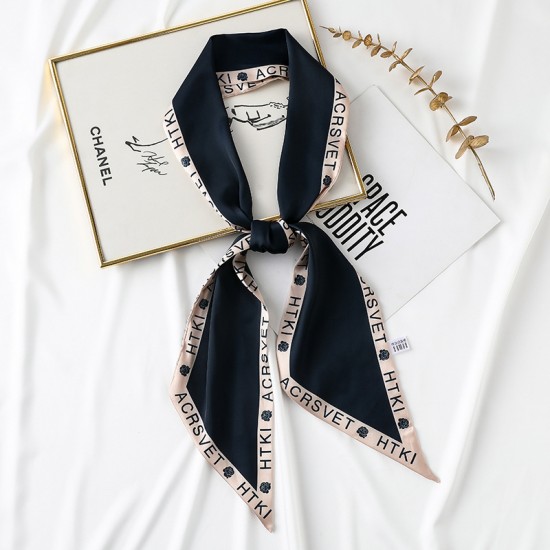 2025 spring and summer long silk scarf, luxury retro ribbon, lettered bag, polka dot neck scarf for women Small square scarf